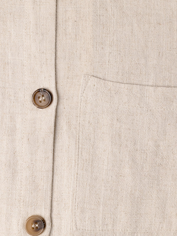 LILOA - Beige skjortklänning i linne och viskos fra Kaffe Curve