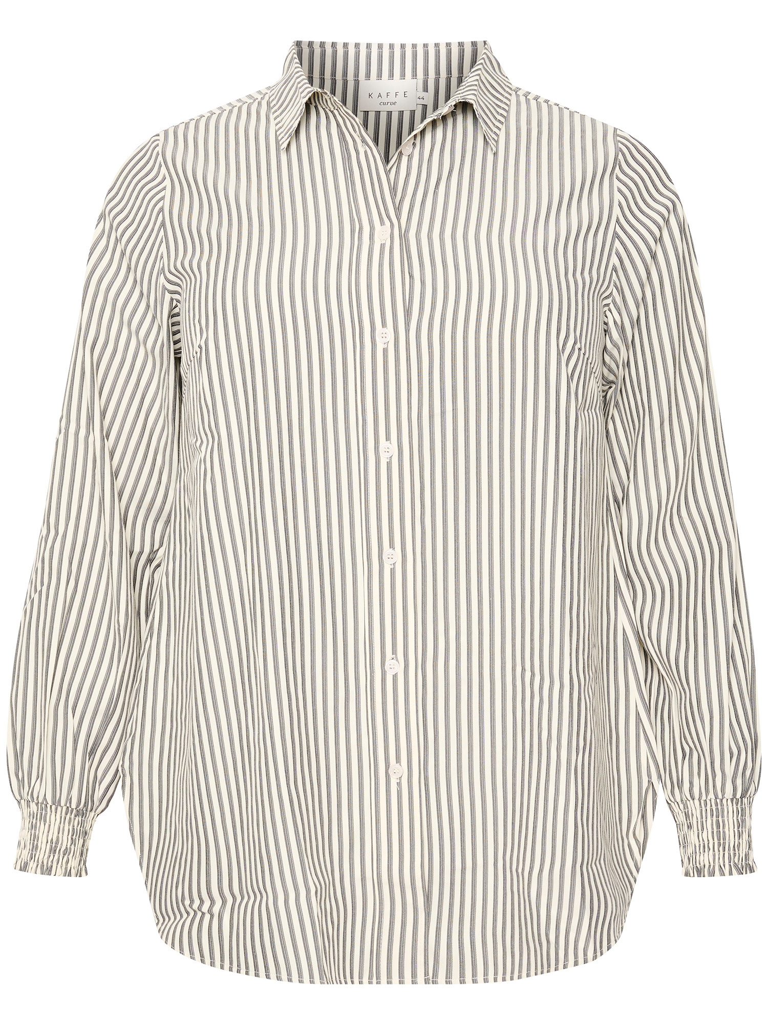 KC LOLINA - Lätt vit skjorta med grå och svarta ränder fra Kaffe Curve