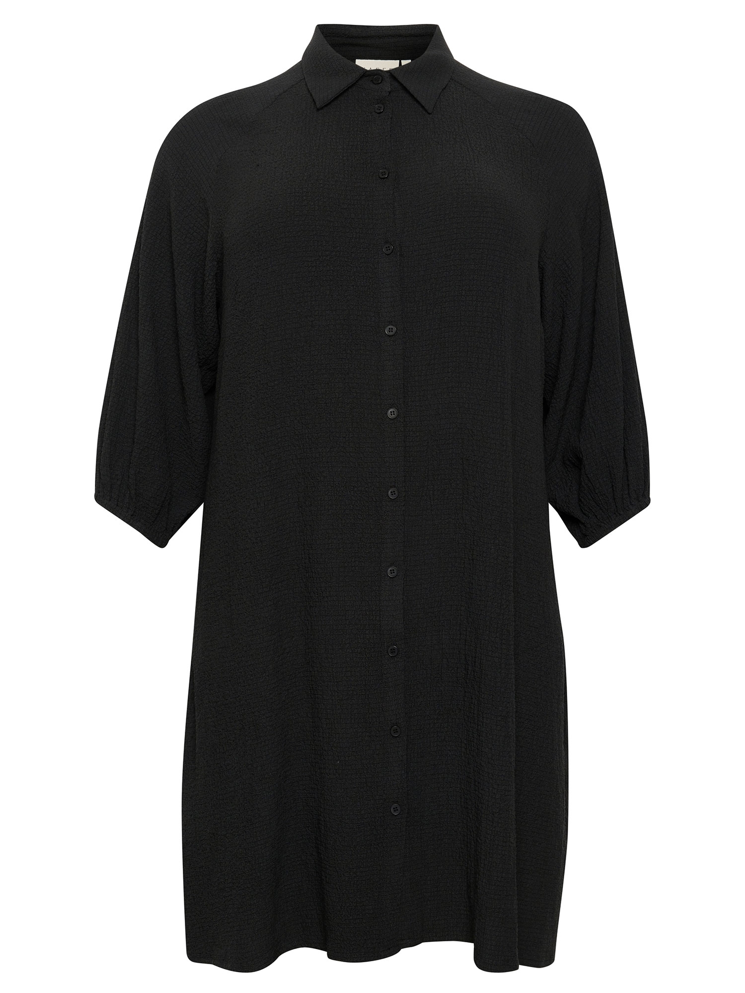 KC BARINA - Svart skjortklänning i elastisk vävd bäck- och vågstruktur fra Kaffe Curve