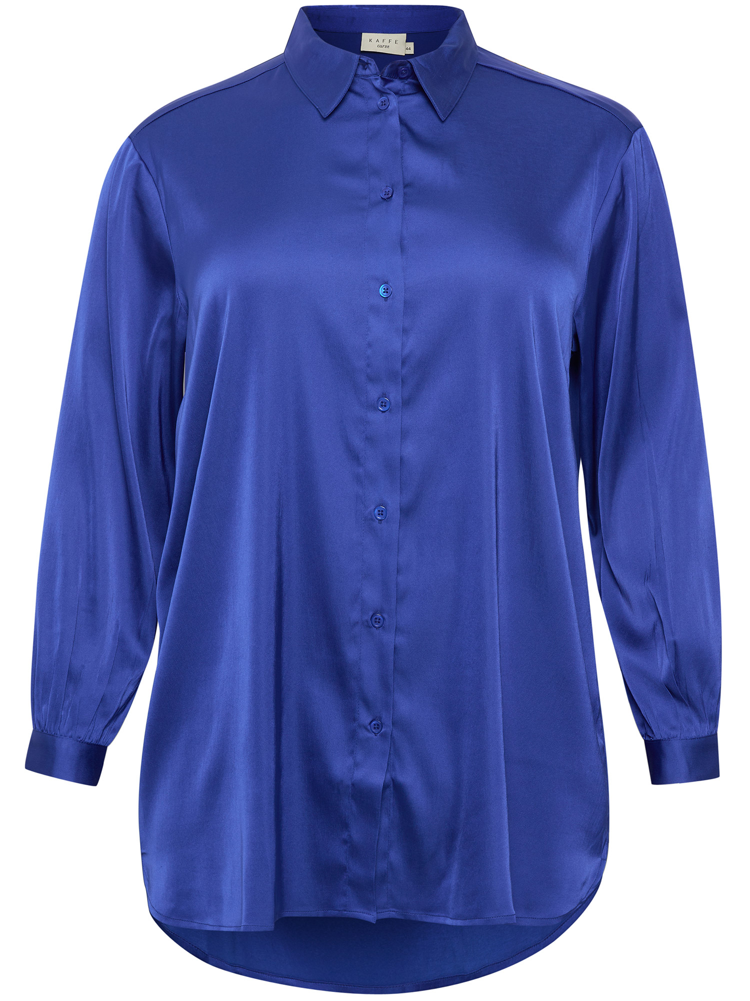 KC SASMILLA - Vacker kungsblå satängskjorta fra Kaffe Curve