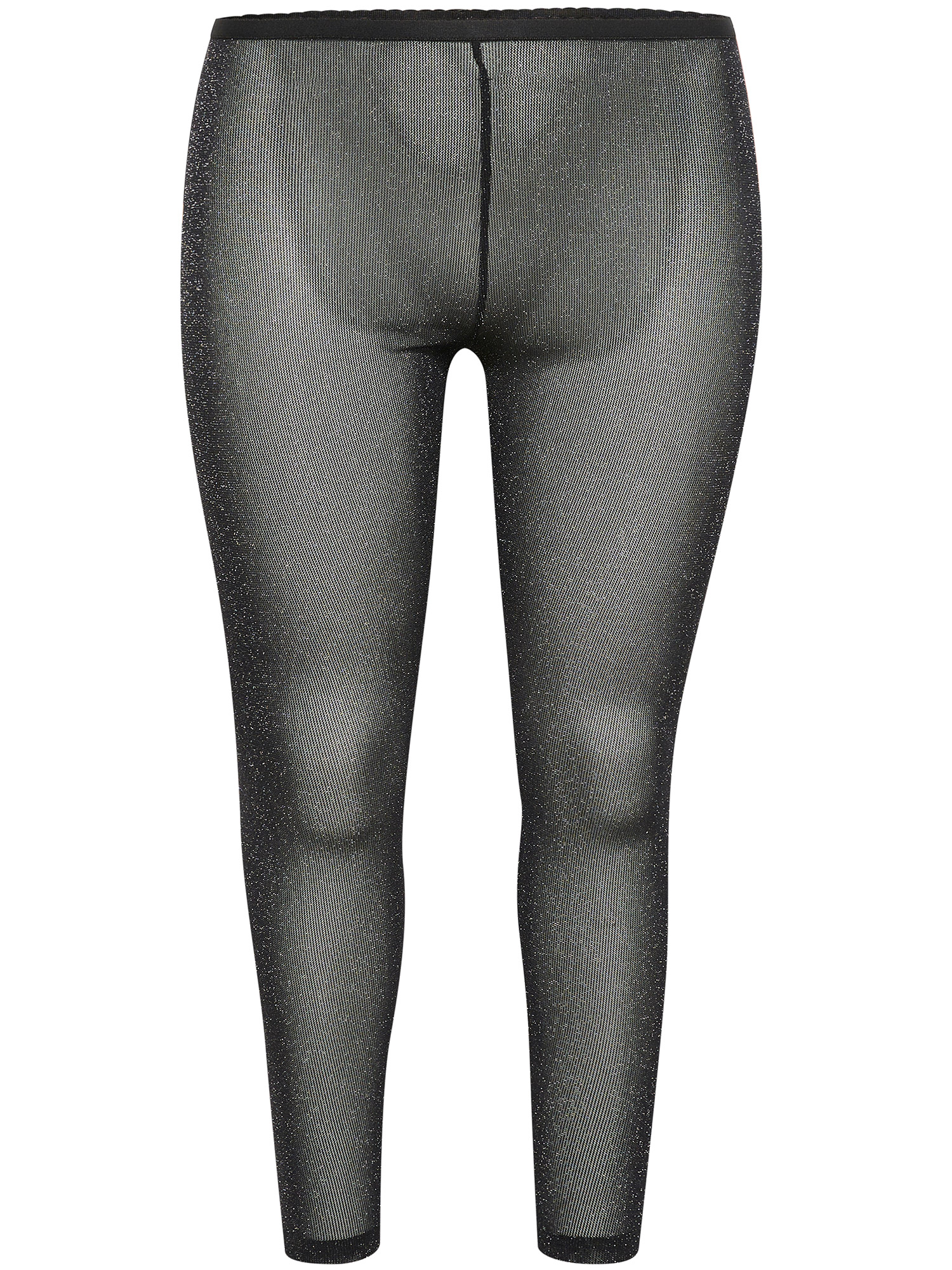 Svarta mesh leggings med silverglitter fra Kaffe Curve