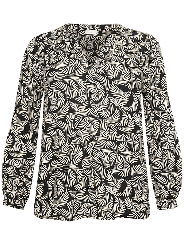 MIRTA - Sort viskose bluse med hvidt print fra Kaffe Curve