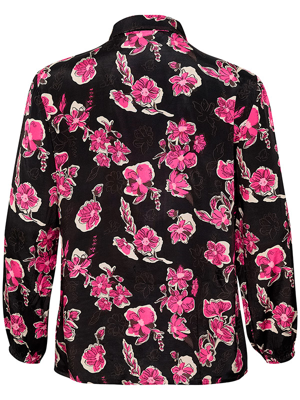 POLLO - Svart skjorta med rosa blommor fra Kaffe Curve