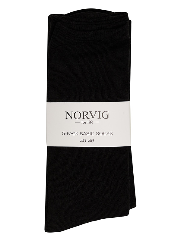 5-pak strømper sort fra Norvig