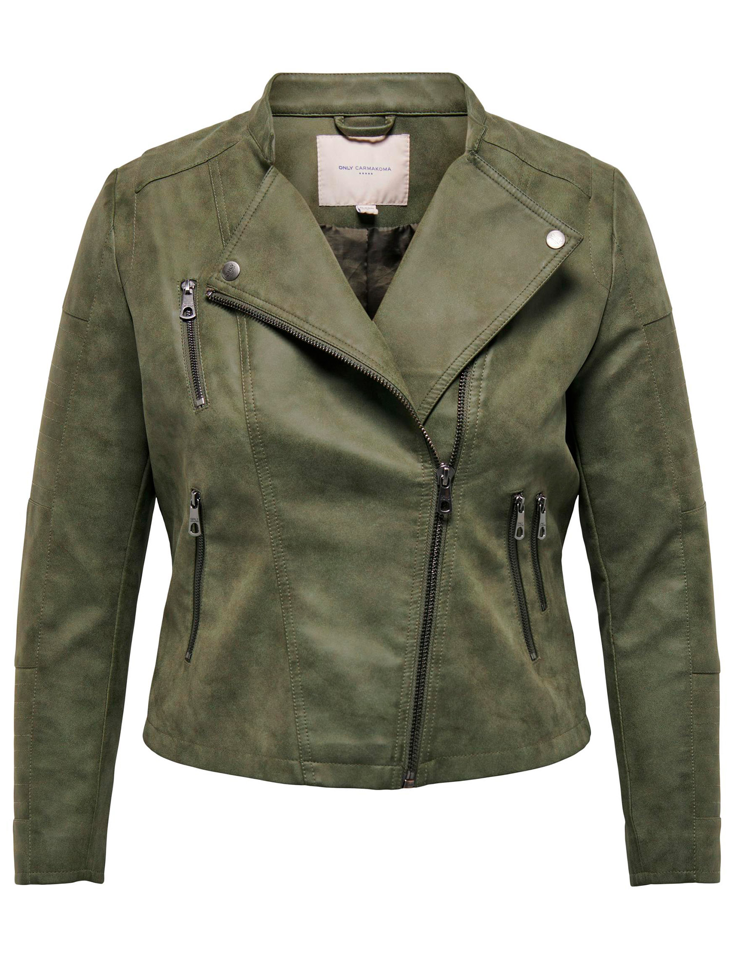 Car AVANA - kort grön jacka i läderimitation med en rå look fra Only Carmakoma
