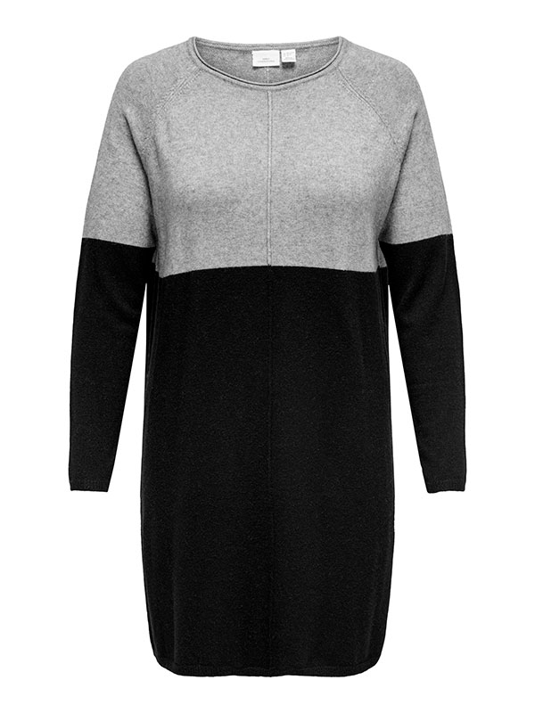 LAURA - Svart och grå stickad klänning fra Only Carmakoma