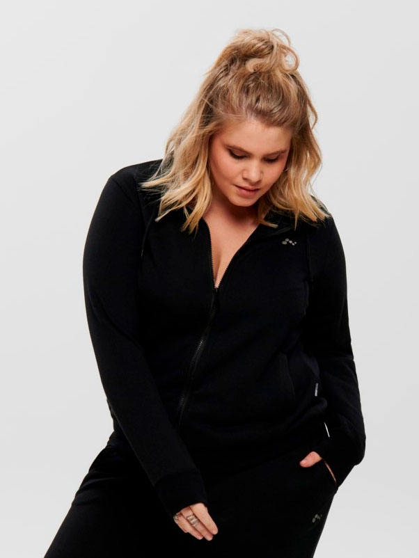 Svart sweatshirt med huva fra Only Play Curvy