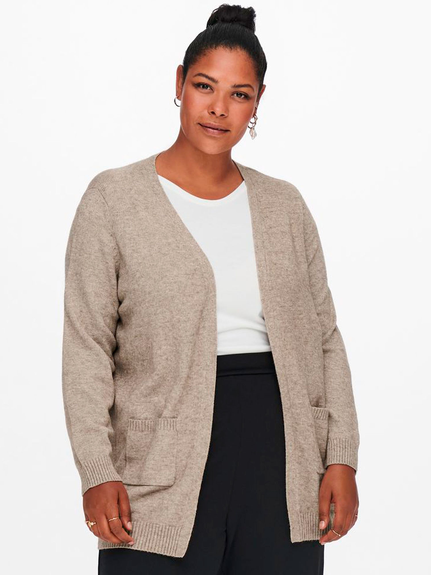 ESLY - Beige strik cardigan fra Only Carmakoma