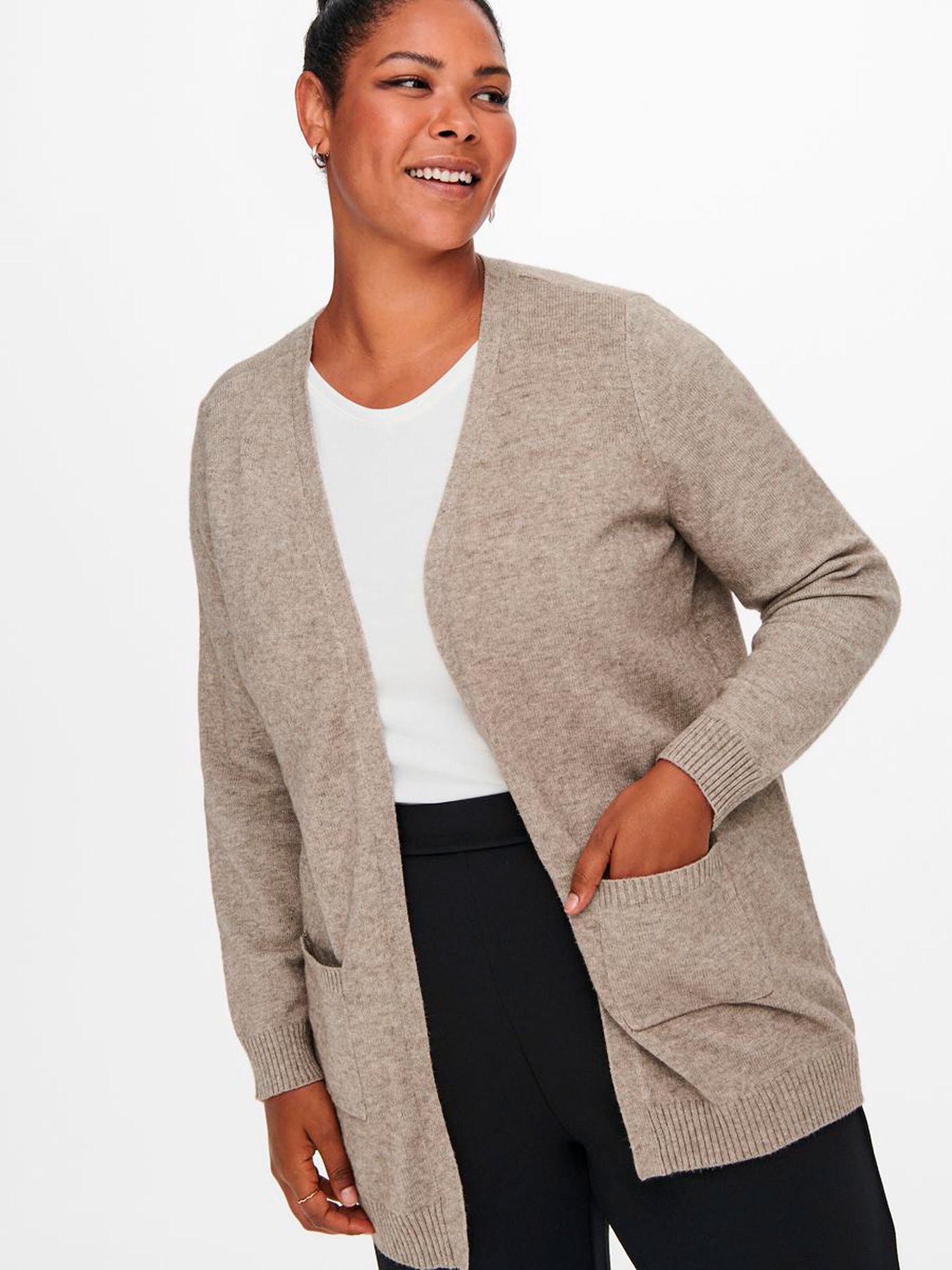 ESLY - Beige strik cardigan fra Only Carmakoma