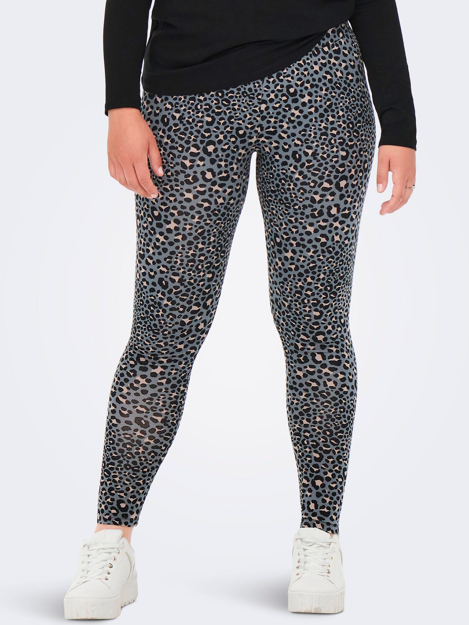 Cartime - Blågrå leggings med leo mönster fra Only Carmakoma