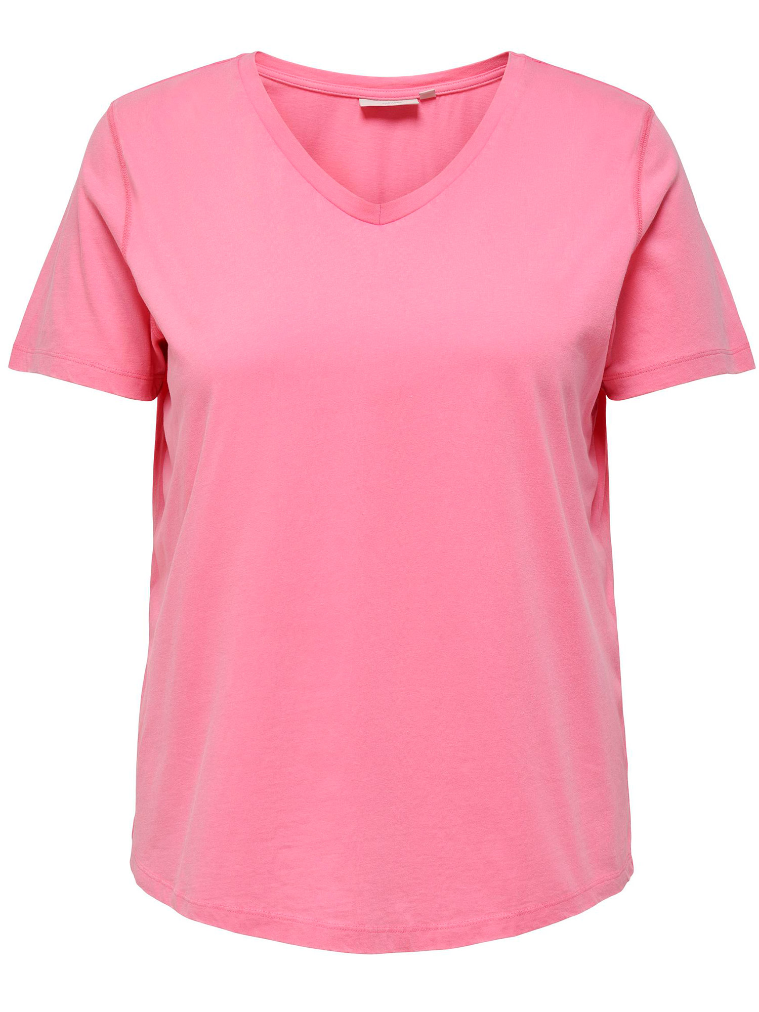 Carbasic - Rosa bomulls t-shirt med v-ringning fra Only Carmakoma