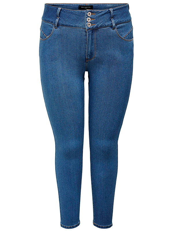 ANNA - Mellanblå stretchiga jeans med hög midja fra Only Carmakoma