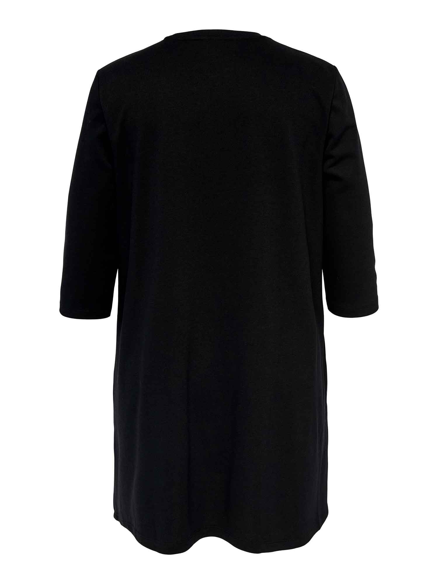 Car GENEVA - Flot sort kjole i bomulds sweat med skønne sølv pailetter fra Only Carmakoma