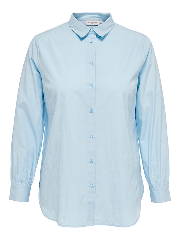 NORA - Ljusblå bomullsskjorta fra Only Carmakoma