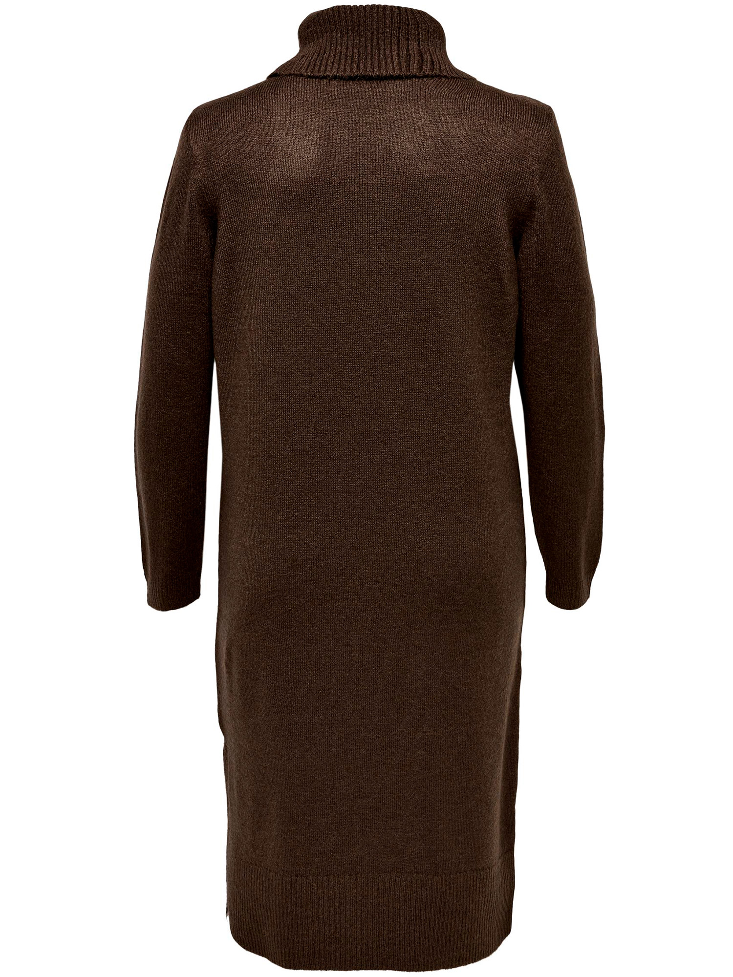 Car BRANDIE - Fin brun stickad klänning med hög hals fra Only Carmakoma