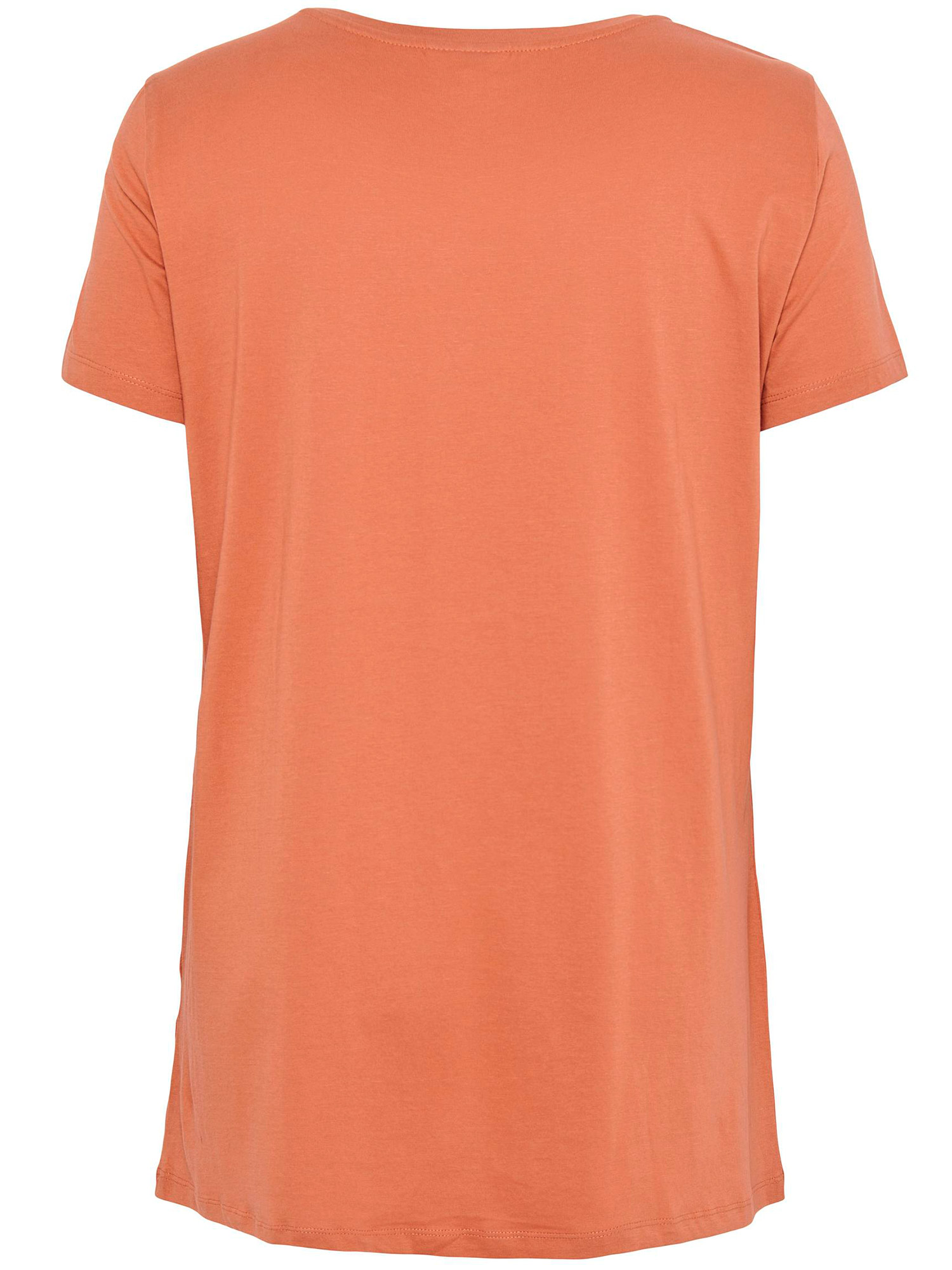 MOLLIE - Rödbrun bomullst-shirt med vitt tryck fra Only Carmakoma