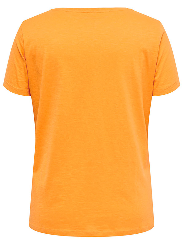 BONNIE - Orange t-shirt i bomull med v-ringning fra Only Carmakoma