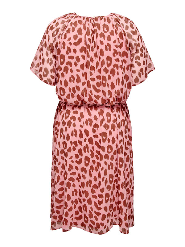 VICTORA - Rosa klänning med leopardtryck i två lager fra Only Carmakoma