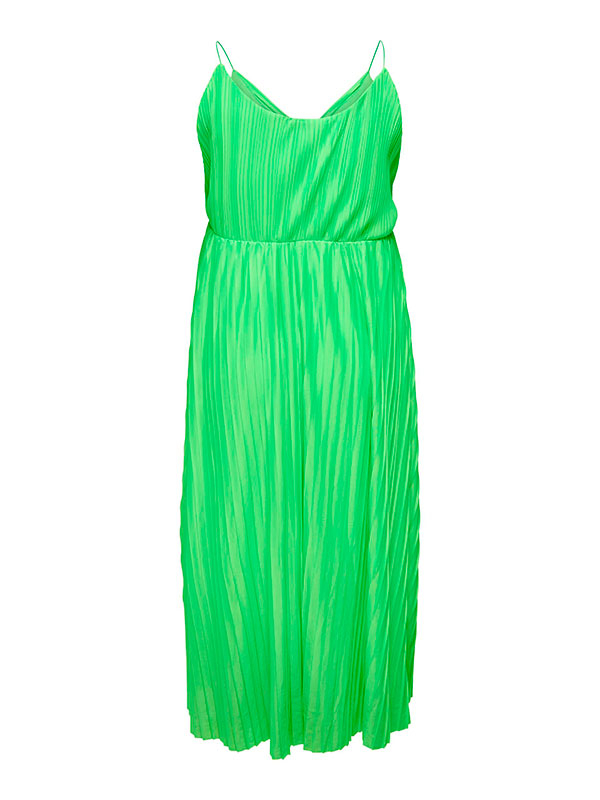 ELEMA - Grön veckad klänning i två lager fra Only Carmakoma