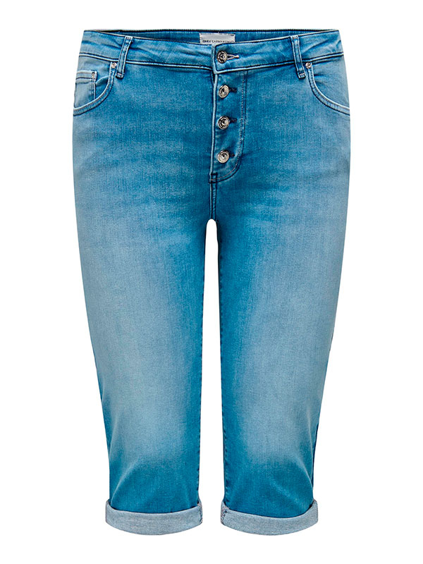WILLY - Blå jeans capribyxor med 4 knappar fra Only Carmakoma