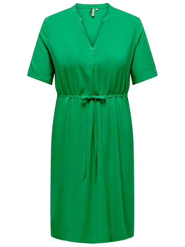 NOVA - Grön viskosklänning med korta ärmar fra Only Carmakoma