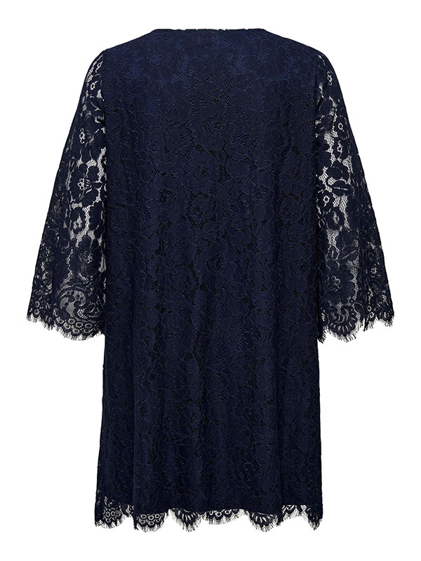 ADIA - Vacker blå spetsklänning i 2 lager fra Only Carmakoma