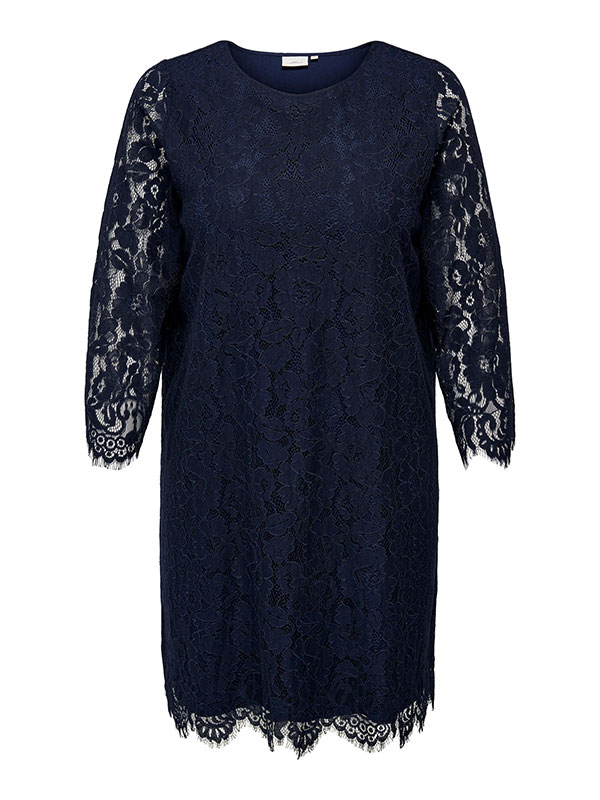ADIA - Vacker blå spetsklänning i 2 lager fra Only Carmakoma