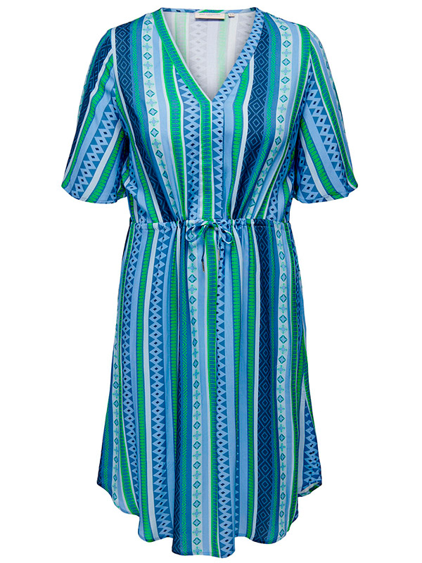 MARRAKESH - Viskosklänning i blått och grönt mönster fra Only Carmakoma