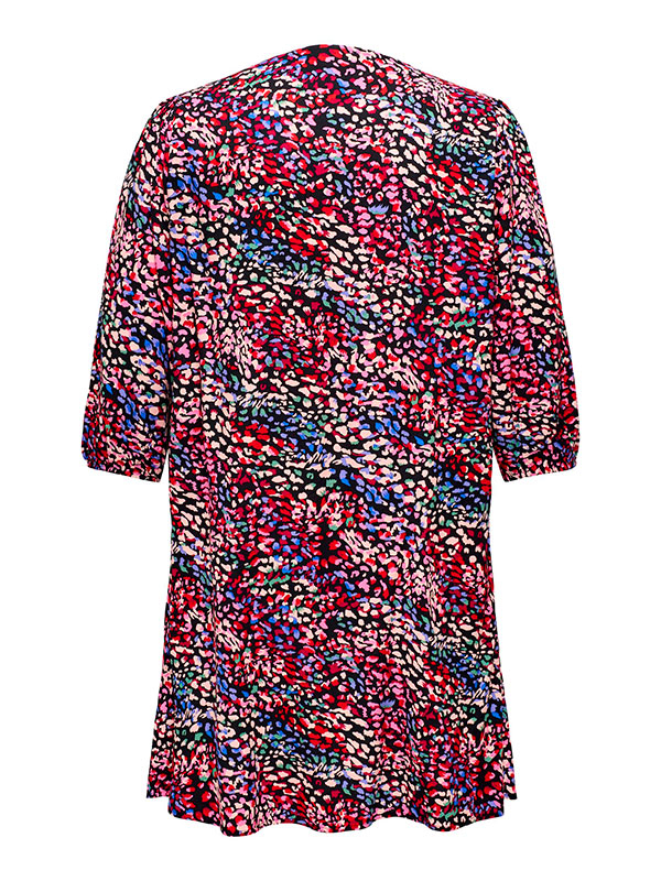 DEFINA - Svart klänning i viskos med blommönster fra Only Carmakoma