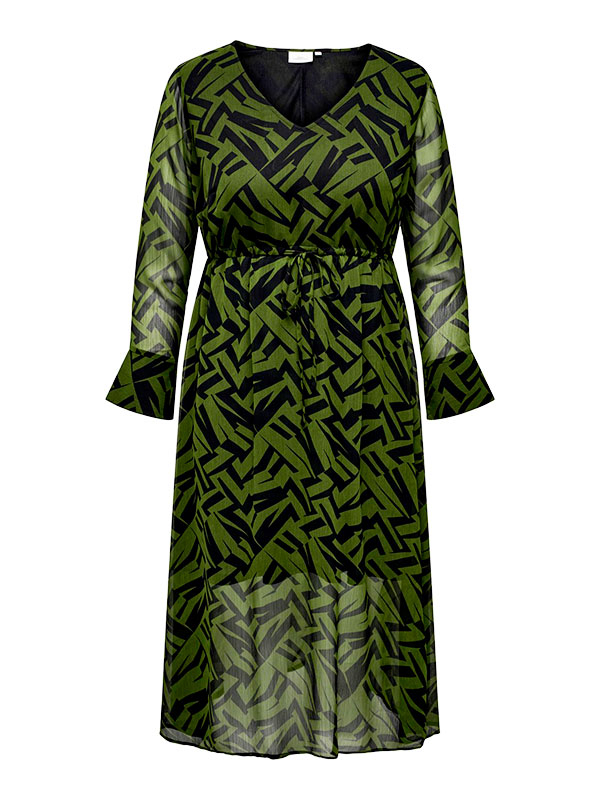 DELPHINE - Svart och grön chiffongklänning fra Only Carmakoma
