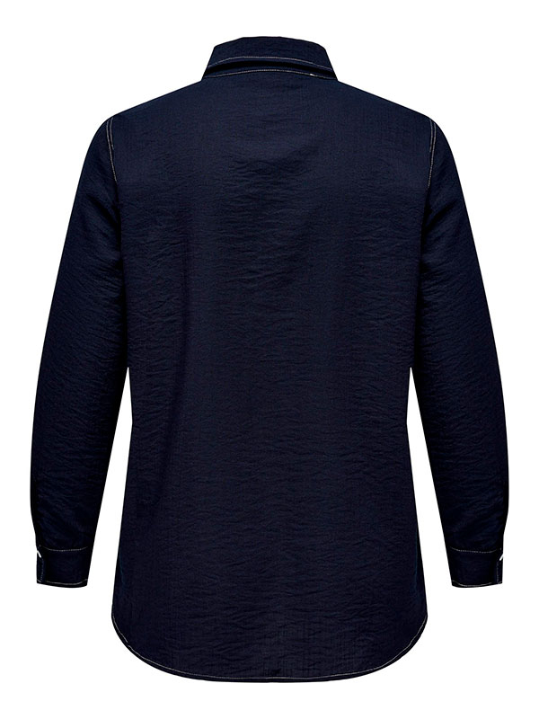 AVANI - Marinblå skjorta med vita sömmar fra Only Carmakoma