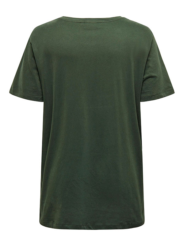 AGATI - Grön T-shirt med orange tryck fra Only Carmakoma