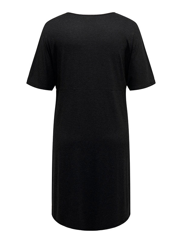 PILI - Mörkgrå jerseyklänning med V-ringning fra Only Carmakoma
