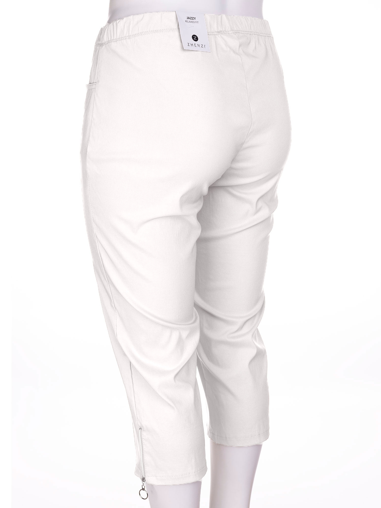 JAZZY - Hvide capri bukser med lynlås detalje fra Zhenzi