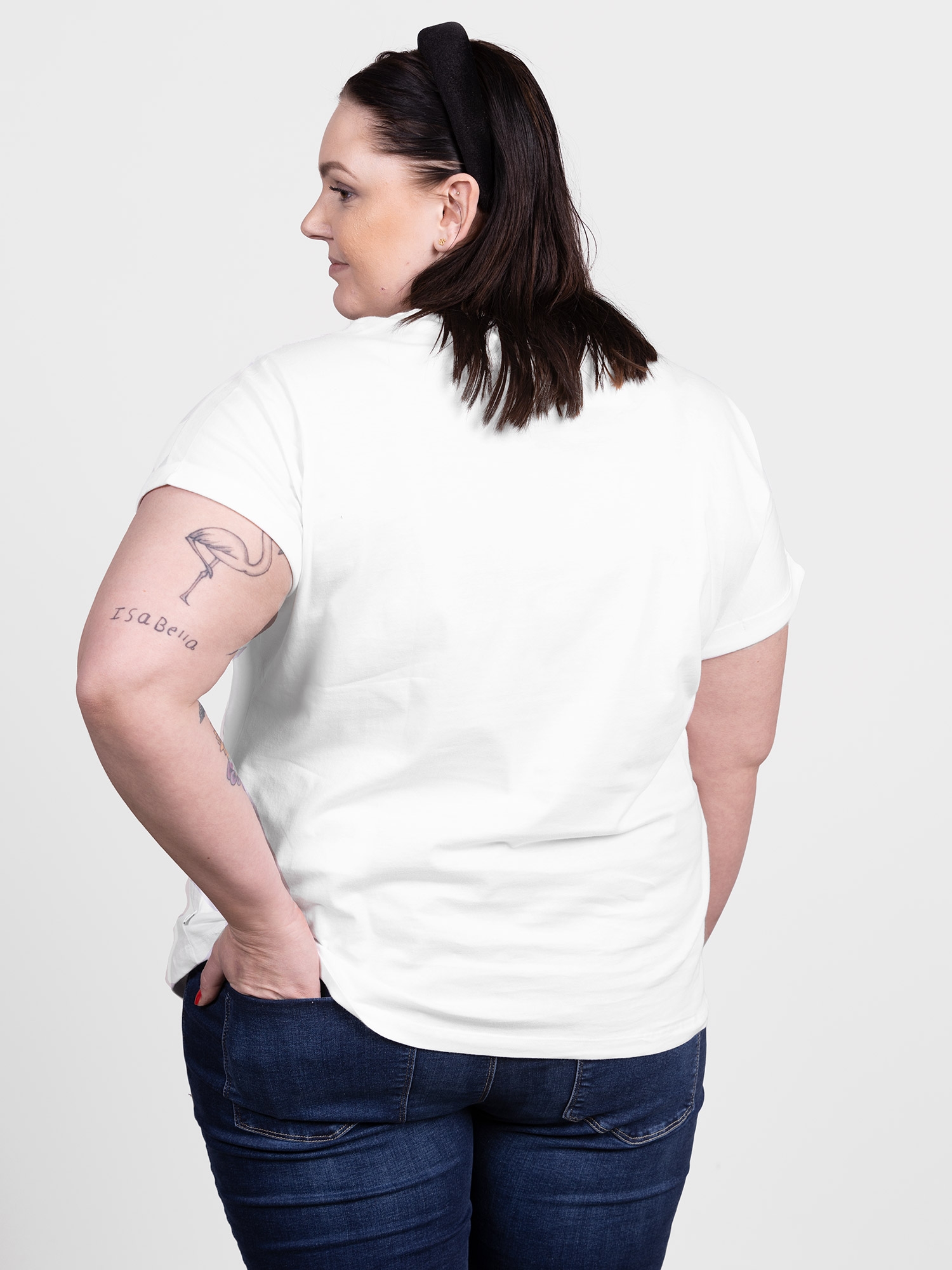 Hvid bomuld T-shirt med lomme fra Zhenzi