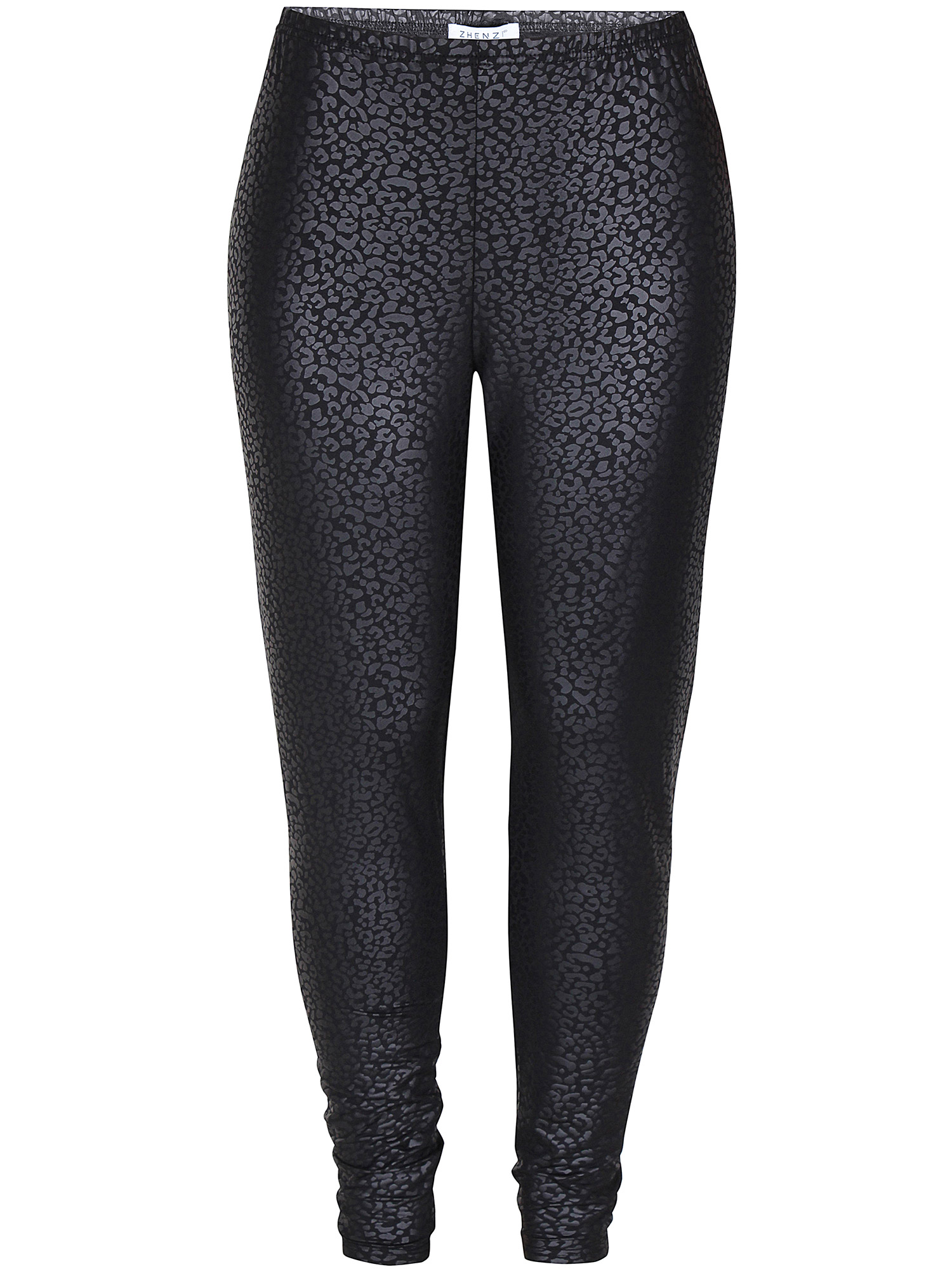 Freda - Svarta leggings med mönster i läderlook fra Zhenzi