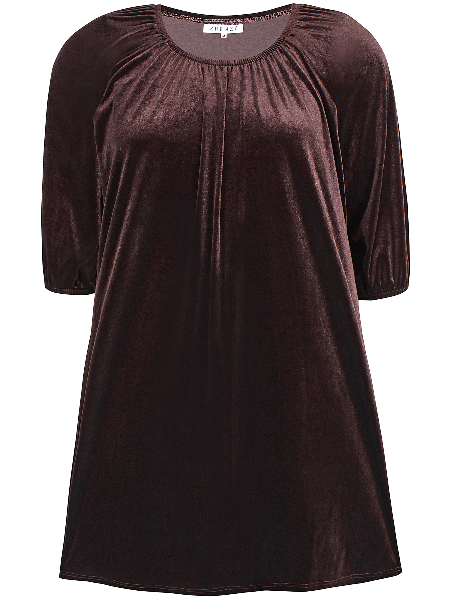 Kimber - brun klänning i velour fra Zhenzi