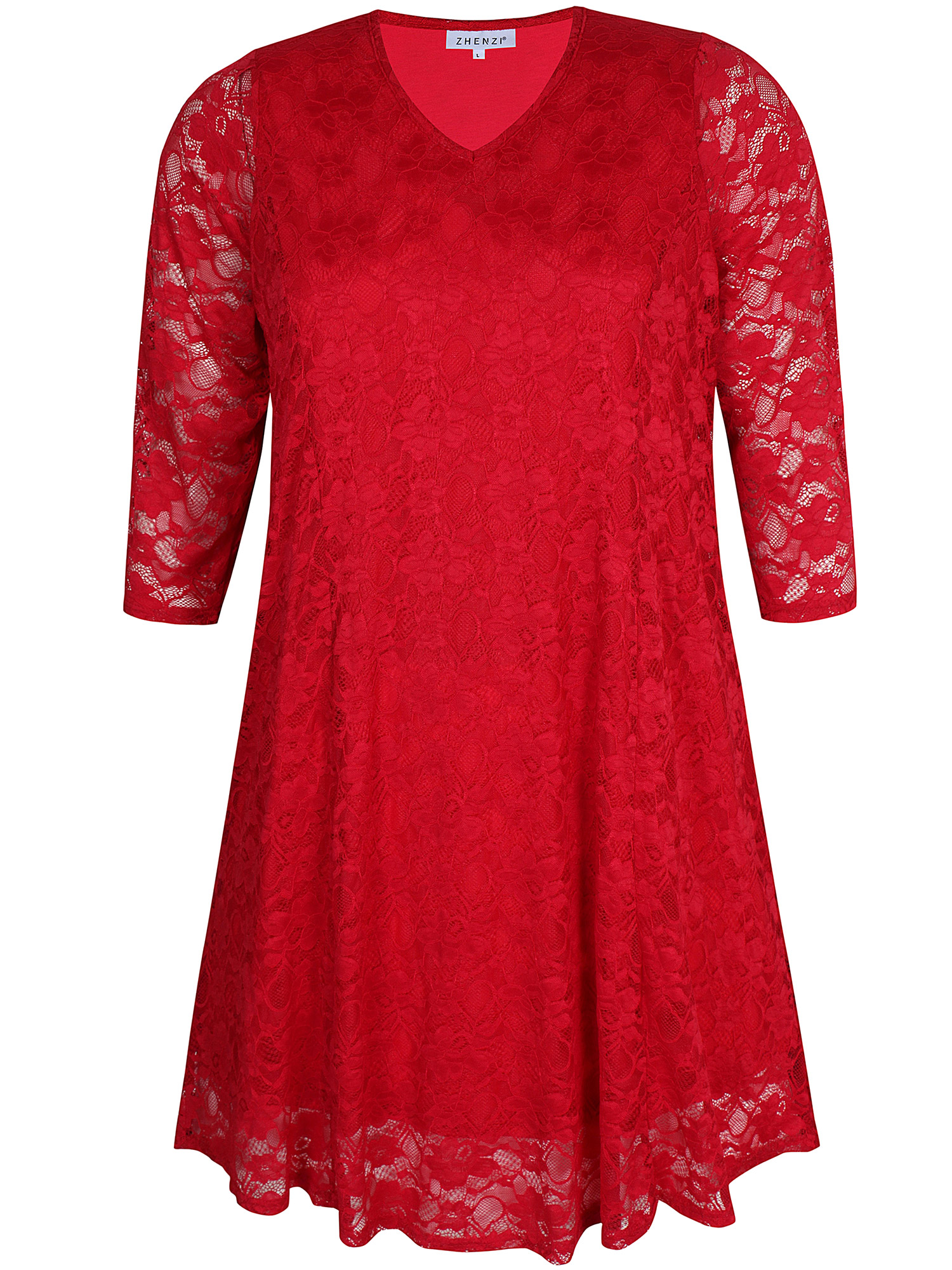 Neola - Vacker röd spetsklänning fra Zhenzi