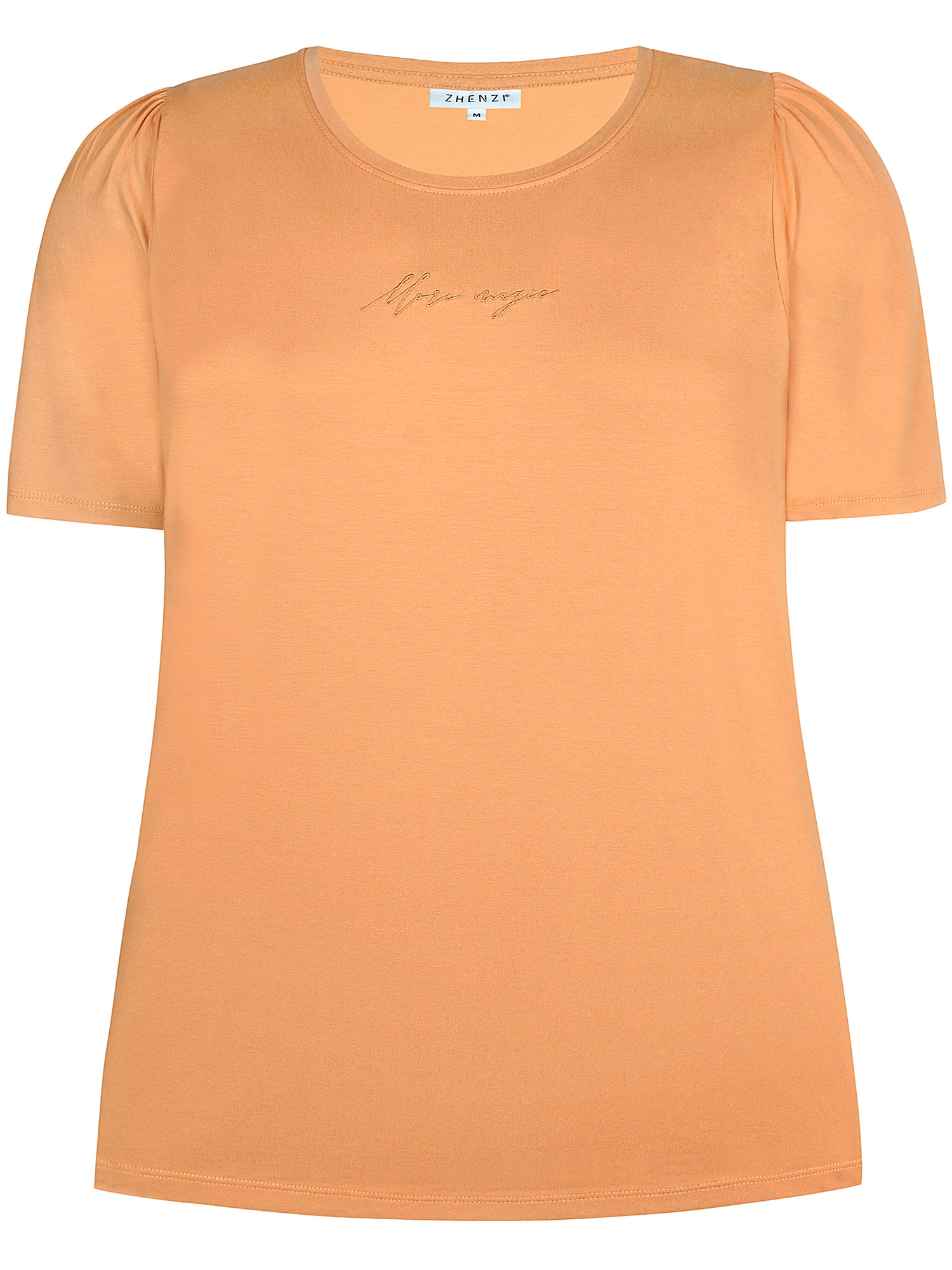 CARLEE - Orange t-shirt i viskosjersey med små broderier fra Zhenzi