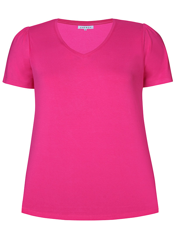 BRINLEY - Rosa jersey t-shirt med v-ringning fra Zhenzi