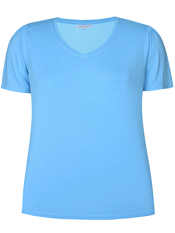 BRINLEY - Ljusblå jersey t-shirt med v-ringning fra Zhenzi