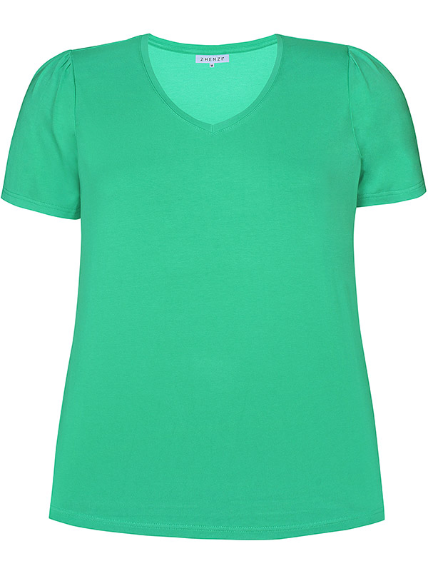 BRINLEY - Grön jersey t-shirt med v-ringning fra Zhenzi