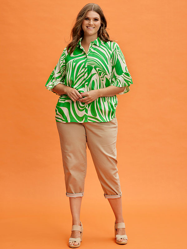 JANELLE - Skjorta med grönt tryck fra Zhenzi