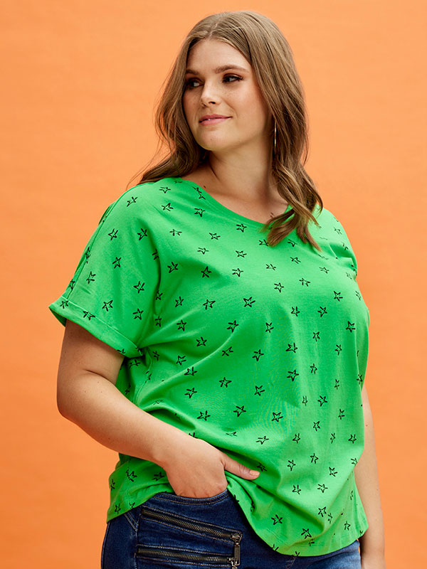ALBERTA - Grön bomull T-shirt fra Zhenzi