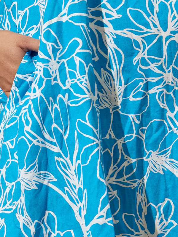 VANESSA - Blå klänning i bomull och linne fra Zhenzi