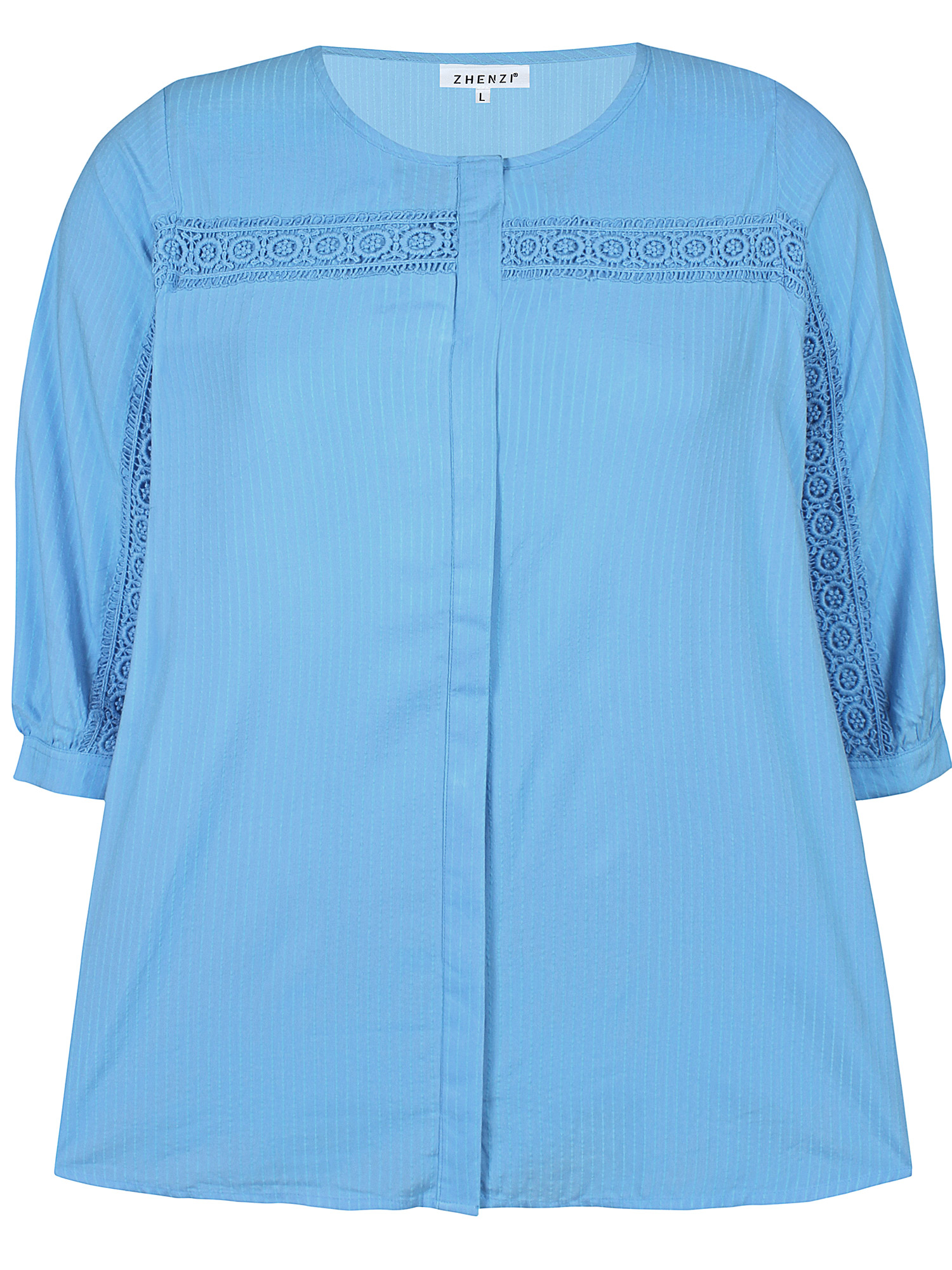MELANY - Ljusblå viskosskjorta med spets fra Zhenzi