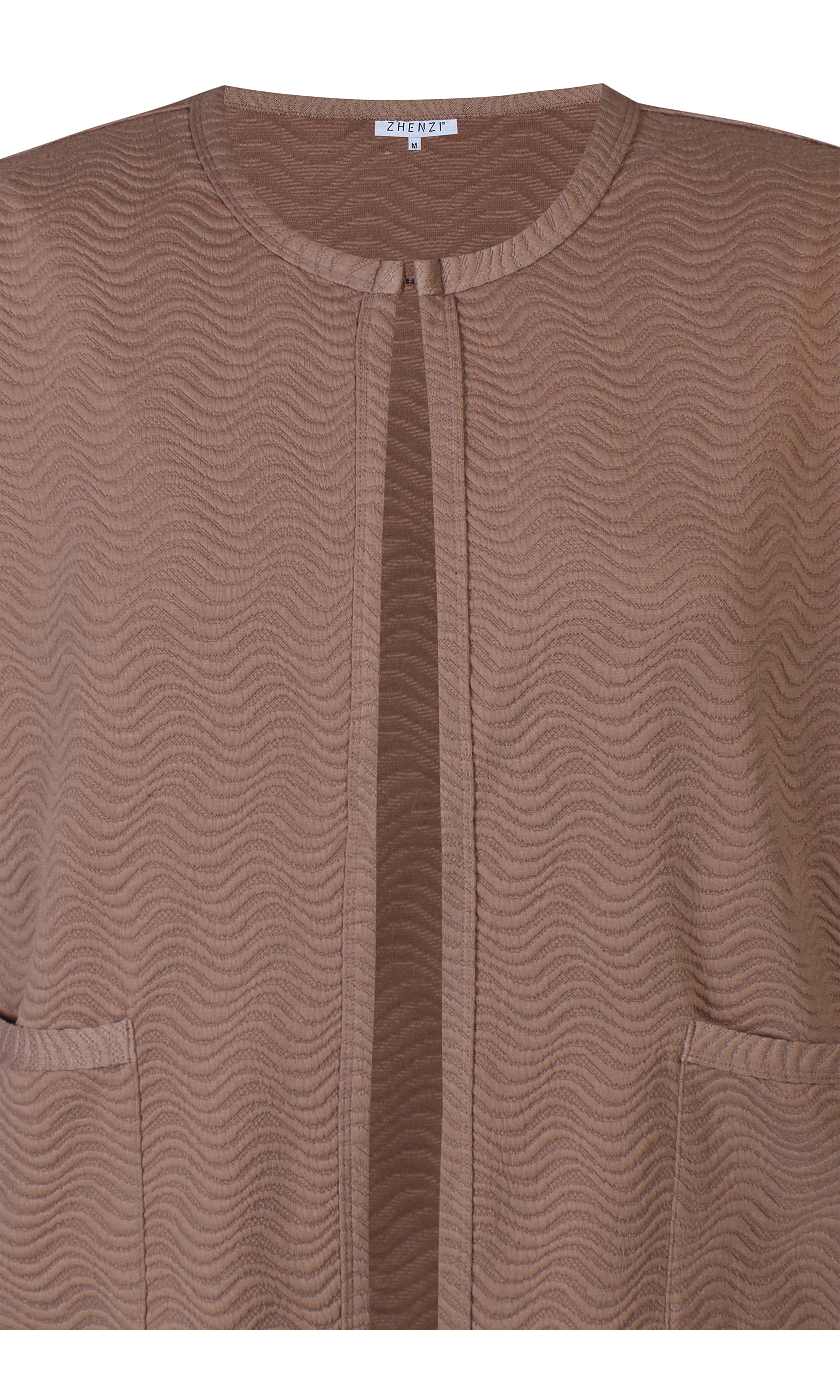 REIMER - Ljusbrun cardigan med jacquardstruktur fra Zhenzi