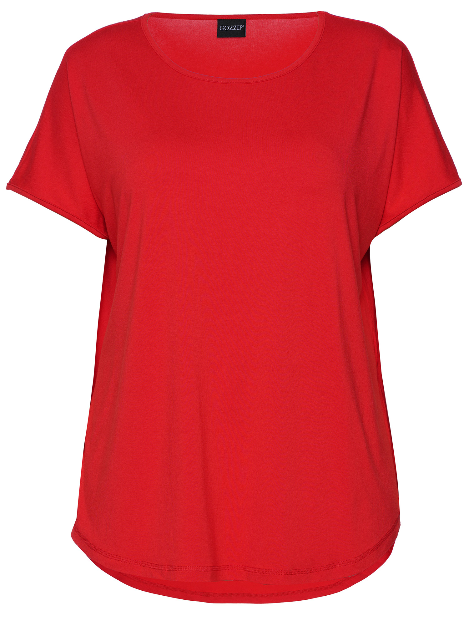 Gitte - Rød basis T-shirt med rund hals fra Gozzip