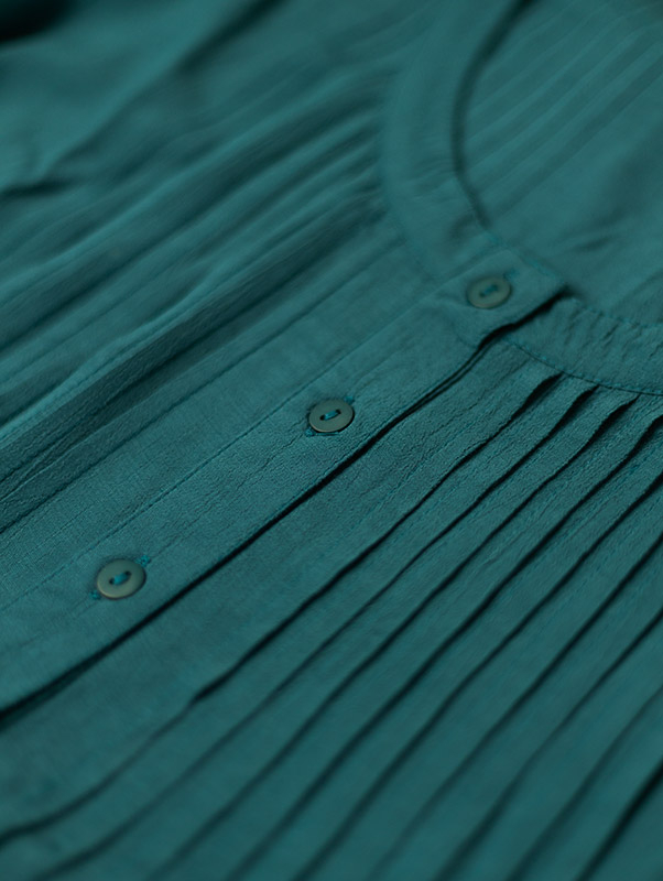 JOHANNE - Petroleumblå skjorttunika med fickor fra Gozzip