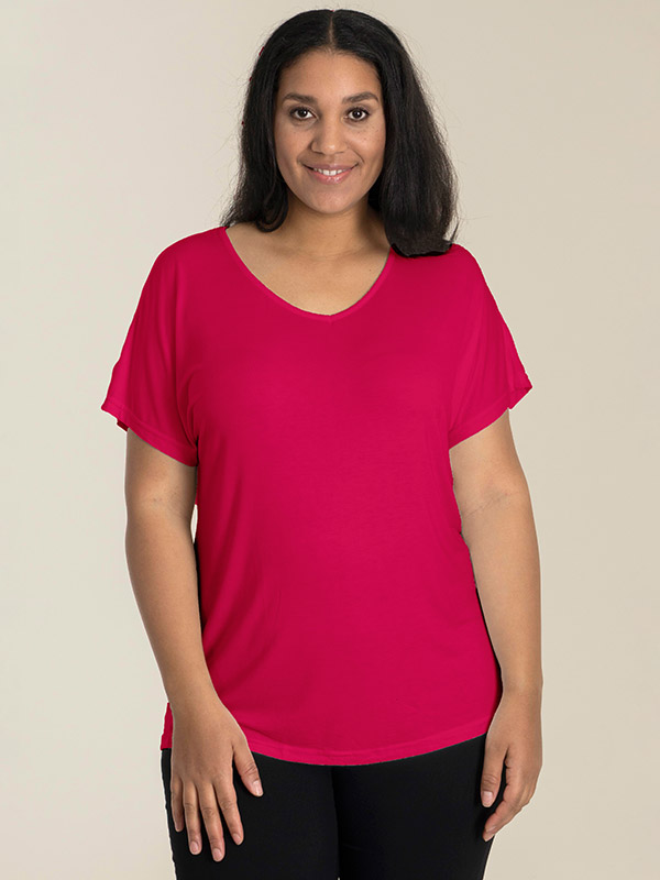 Rosa basic t-shirt i viskosjersey fra Sandgaard